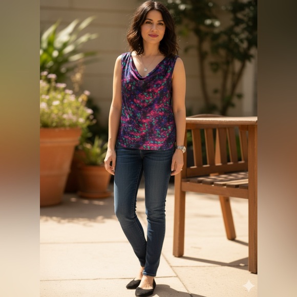 Ellen Tracy Multi Color Sleeveless Top size Lg - Picture 10 of 10